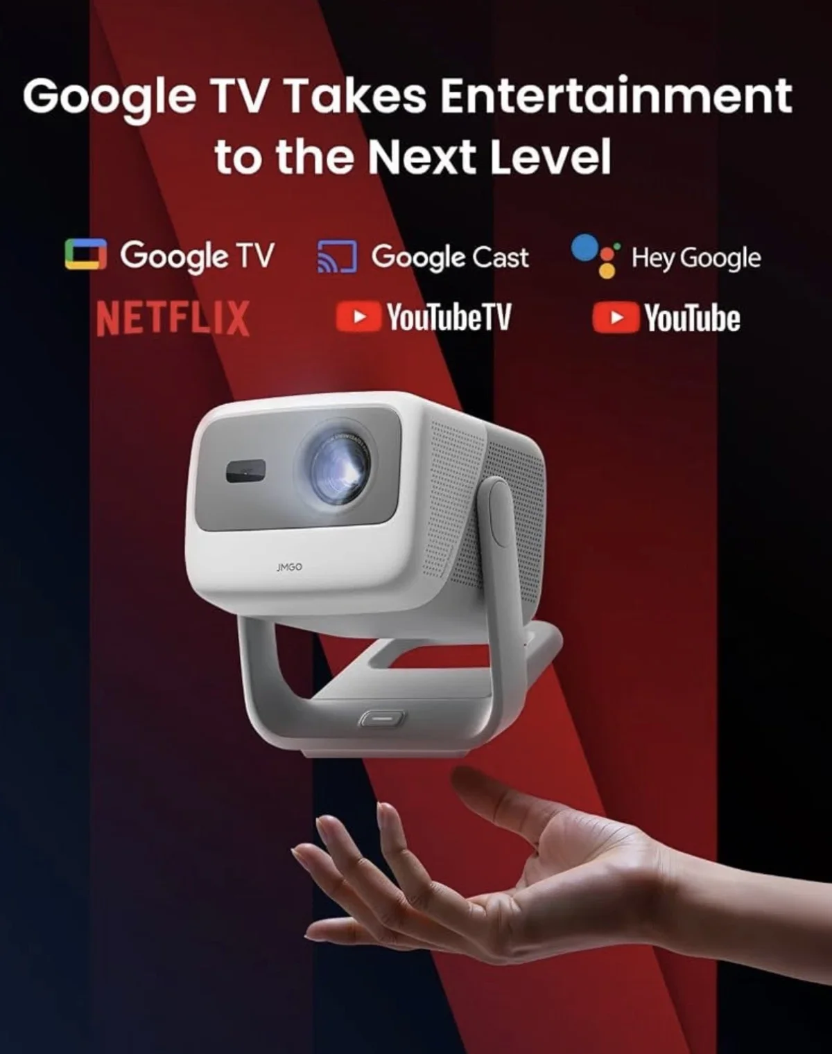 JMGO N1S 4K Triple Laser Portable Projector Google TV Netflix 1700 ISO HDR10 3D 3