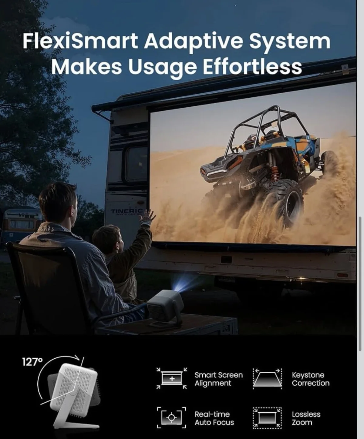 JMGO N1S 4K Triple Laser Portable Projector Google TV Netflix 1700 ISO HDR10 3D 4